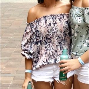 Aqua off the shoulder top Bloomingdales